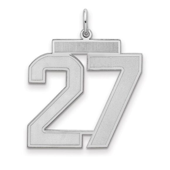Sterling Silver Jersey Collection Large Number 27 Pendant